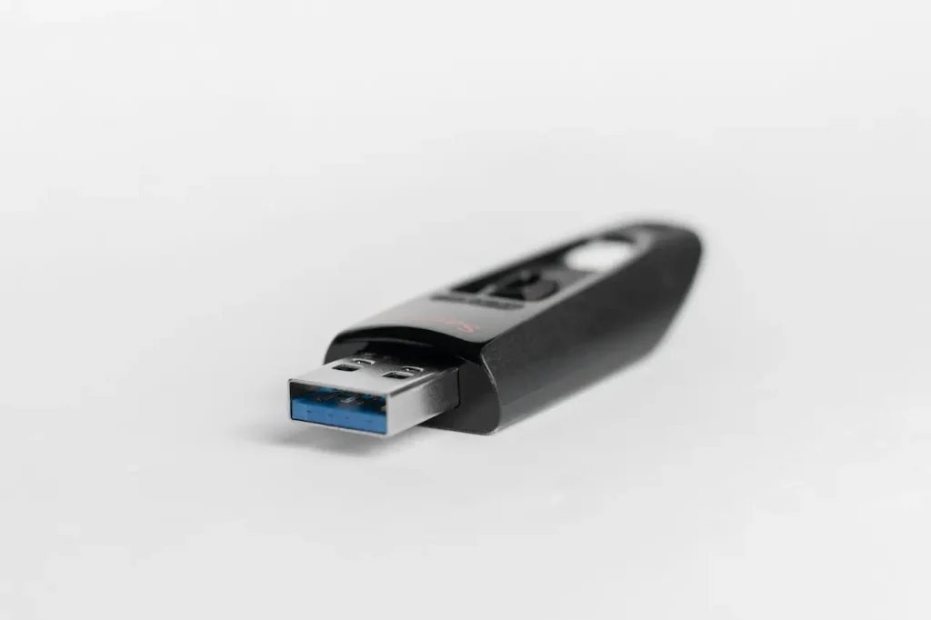 USB for Data Travel in a White Background