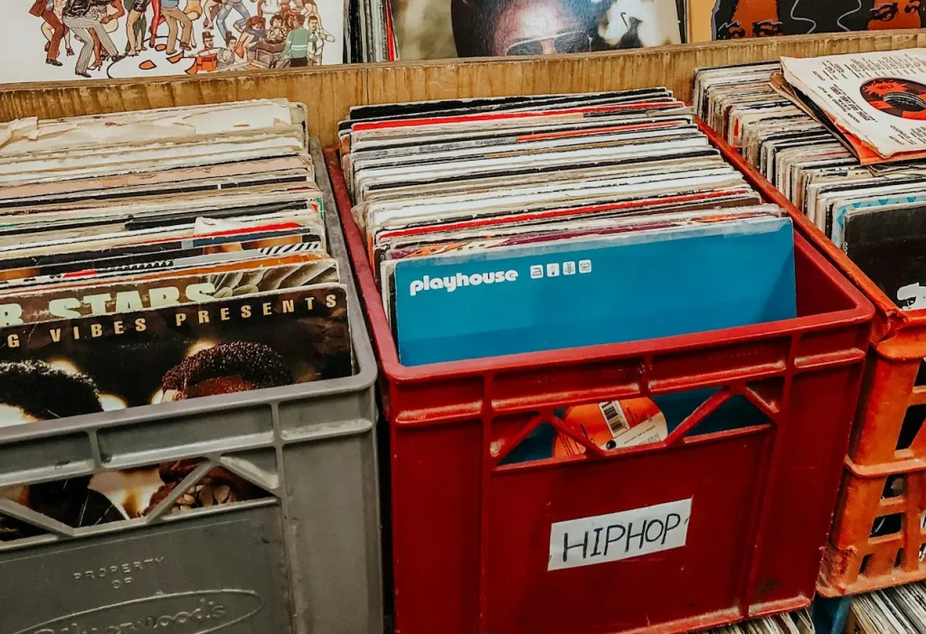 A Pile of Classic Hip-Hop Records 