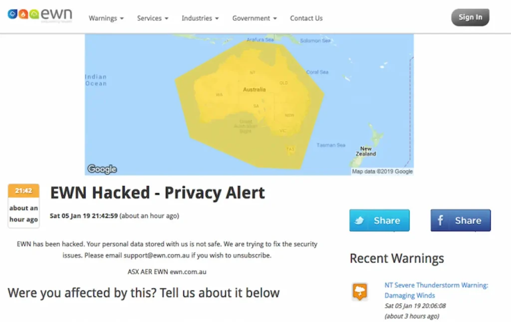 Australia’s Early Warning Network Breach