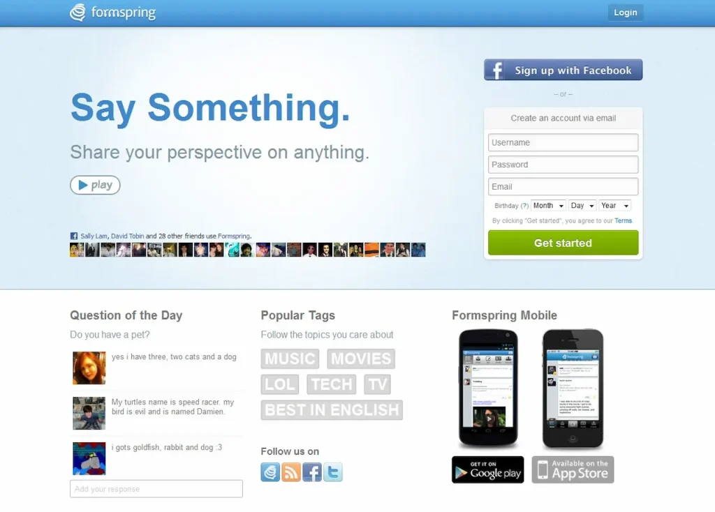 Formspring Homepage 