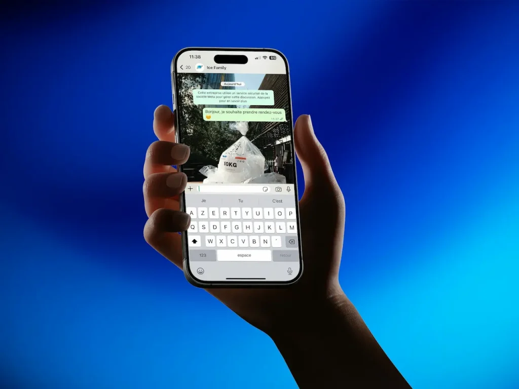 Person Holding a Phone with a Visible Chat 