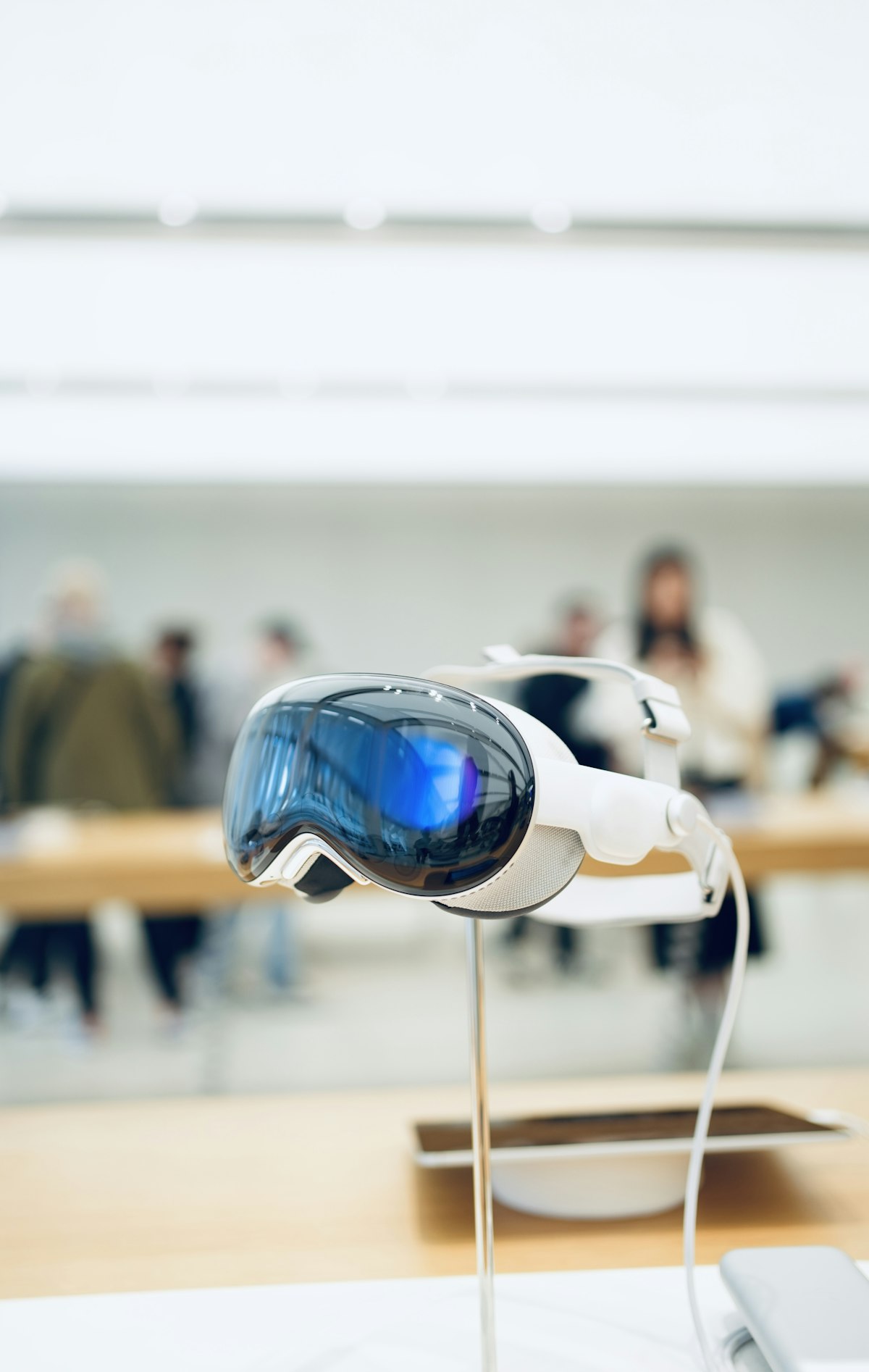 A pair of augmented reality smart glasses on a table