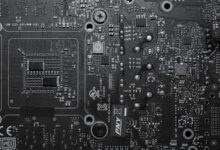 Close up of a computer motherboard