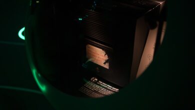 Close-up of black and white server electronics