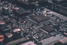 Macro photo of computer circuit board