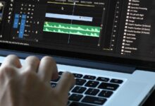 Video editing screen with timeline and clips