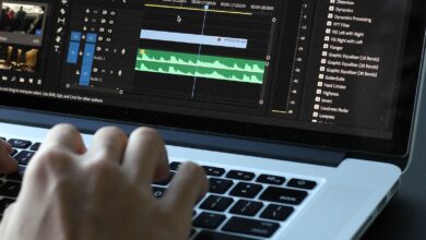 Video editing screen with timeline and clips