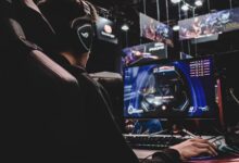 Multi-monitor gaming desk setup with 4K displays