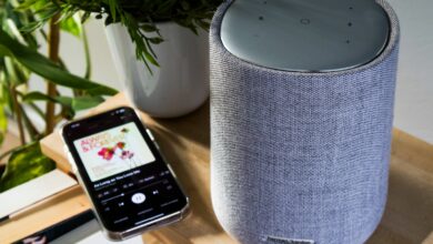 Smart speaker and smartphone in a modern smart home