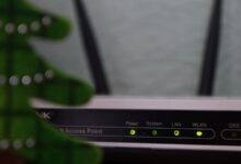 WiFi router with network status lights