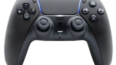 PS5 DualSense wireless controller in Midnight Black shown front-on