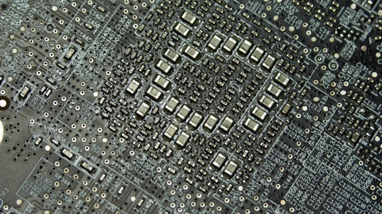 Close-up of a computer motherboard circuit board, the kind of hardware that determines Windows 11 eligibility