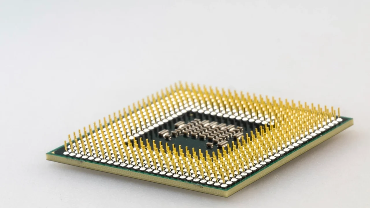 Close-up of a modern laptop processor and circuit board representing an NPU chip